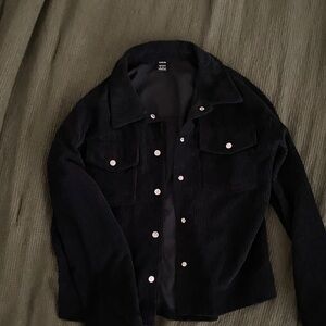 Black Corduroy Jacket with Silver Buttons
